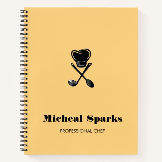 Silhouet van kookmuts en lepels beige notitieboek (Voorkant)