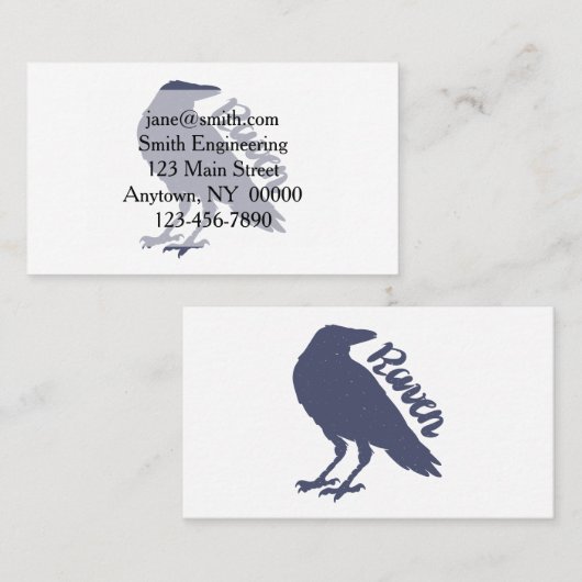 Silhouet van kraai - Kies achtergrondkleur Visitekaartje (Voorkant / Achterkant)