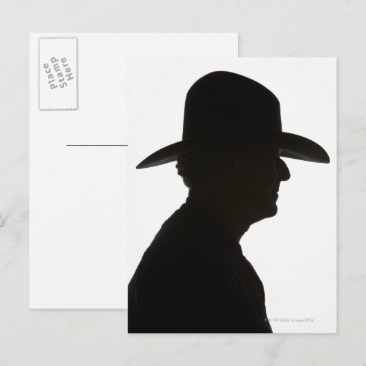 Silhouet van man in profiel dragen traditioneel briefkaart (Voorkant / Achterkant)