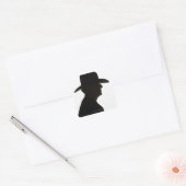 Silhouet van man in profiel dragen traditioneel vierkante sticker (Envelop)