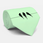 Silhouet van merels op een draad stropdas (Opgerold)