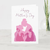 Silhouet van moeder en dochter Minimalistisch Eleg Kaart (Voorkant)