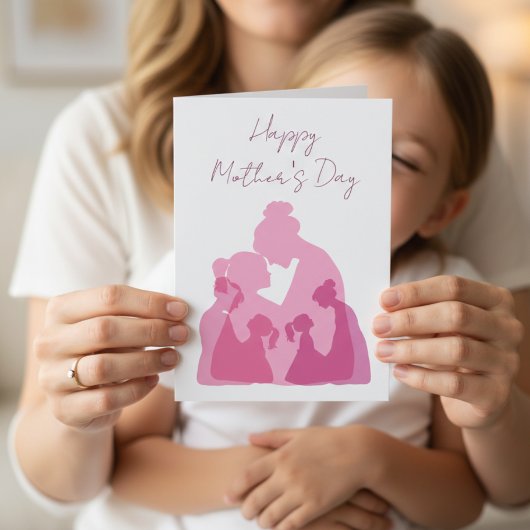 Silhouet van moeder en dochter Minimalistisch Eleg Kaart