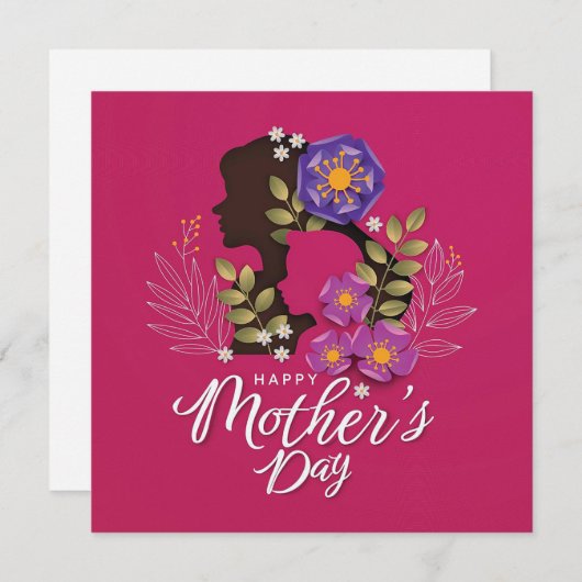 Silhouet van moeder en kind Moederdag Feestdagenkaart (Voorkant / Achterkant)