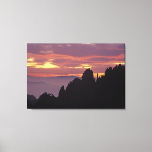 Silhouet van Mt. Huangshan (Gele Berg) bij Canvas Afdruk (Voorkant)