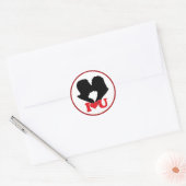 Silhouet van Paar Kussen Met "I ♥ U" Ronde Sticker (Envelop)