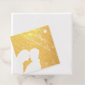 Silhouet van paar op rood bedankjes labels (Met doos)