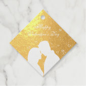 Silhouet van paar op rood bedankjes labels (Voorkant)