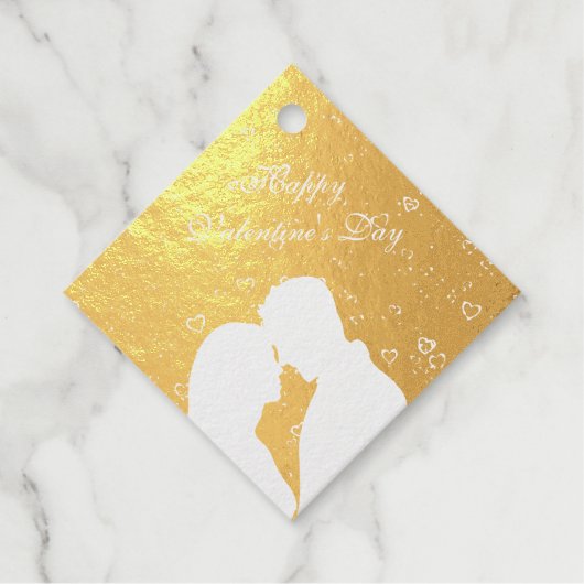 Silhouet van paar op rood bedankjes labels (Voorkant)