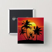 Silhouet van palmbomen bij zonsondergang-65143 vierkante button 5,1 cm (Voorkant /achterkant)