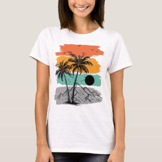 Silhouet van palmboom in de zomer t-shirt