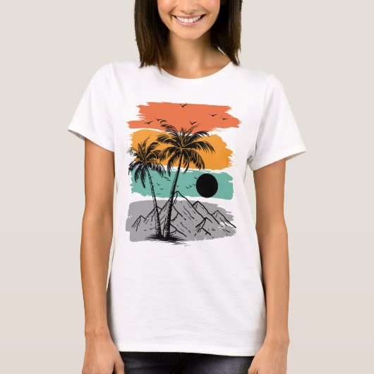 Silhouet van palmboom in de zomer t-shirt (Voorkant)