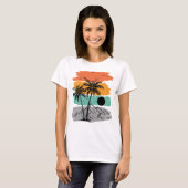 Silhouet van palmboom in de zomer t-shirt (Voorkant volledig)