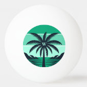 Silhouet van palmboom met zwarte gestreepte groene pingpongbal (Voorkant)