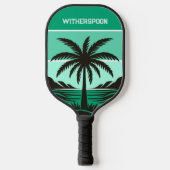 Silhouet van palmboom Tropisch groen monogram Pickleball Paddle (Voorkant)