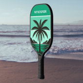 Silhouet van palmboom Tropisch groen monogram Pickleball Paddle