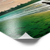 Silhouet van persoon die langs het strand loopt bi foto afdruk (Hoek)