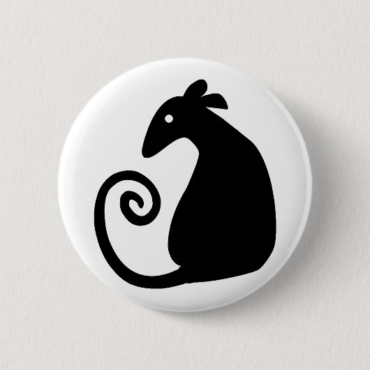 Silhouet van rat knop ronde button 5,7 cm (Voorkant)
