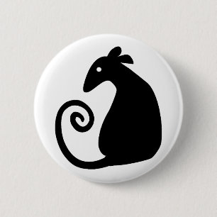 Silhouet van rat knop ronde button 5,7 cm