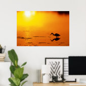 Silhouet van reiger bij zonsondergang, Florida Poster (Thuiskantoor)