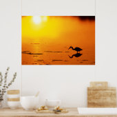 Silhouet van reiger bij zonsondergang, Florida Poster (Keuken)