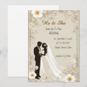 🌿 Silhouet van romantisch stel met bloemenkader � Kaart (Voorkant / Achterkant)