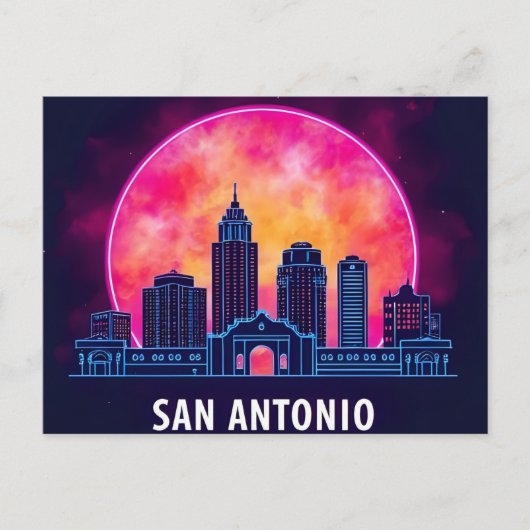 Silhouet van San Antonio Texas Briefkaart (Voorkant)