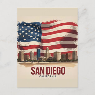 Silhouet van San Diego California Briefkaart