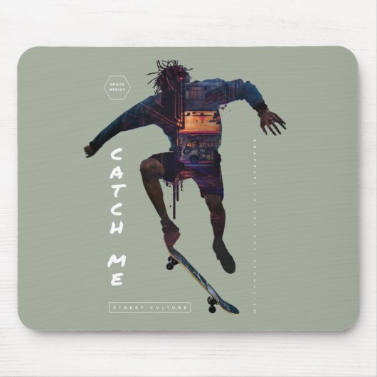 Silhouet van skateboarder - Stedelijk ontwerp Muismat (Voorkant)
