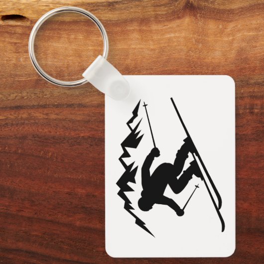 Silhouet van skiër sleutelhanger (Voorkant)