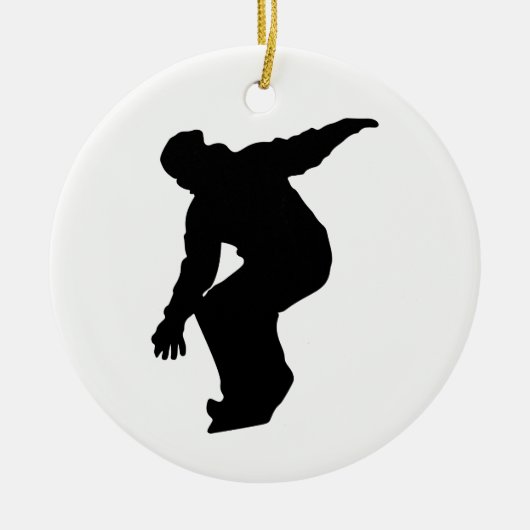 Silhouet van snowboarder keramisch ornament (Voorkant)