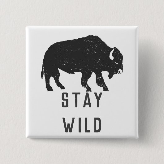 Silhouet van Stay Wild Buffalo Vierkante Button 5,1 Cm (Voorkant)