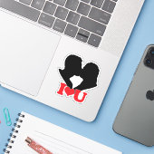 Silhouet van stel dat zoent met "I♥U" Sticker (Laptop met iPhone)
