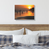 Silhouet van strandmensen Canvasprint Canvas Afdruk (Insitu (Slaapkamer))