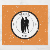 Silhouet van surfer en surfboard bier etiket (Enkel label)