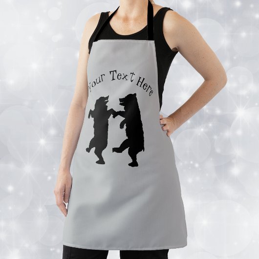 Silhouet van twee zwarte beren die samen dansen schort