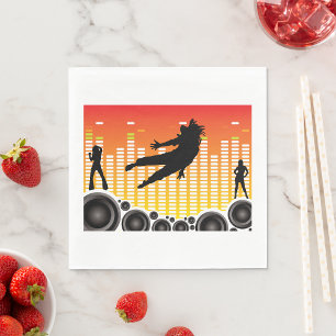 Silhouet van Urban Dance Party met Luidsprekers Servet