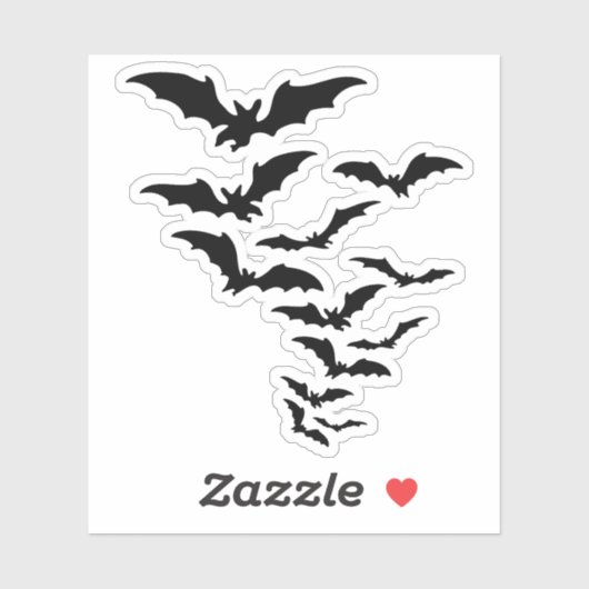 silhouet van vliegende vleermuiskolonie sticker (Vel)