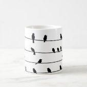 Silhouet van vogels op draden koffiemok (Center)