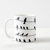 Silhouet van vogels op draden koffiemok (Links)