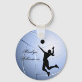 Silhouet van volleybalspeler en bal personaliseren sleutelhanger (Voorkant)