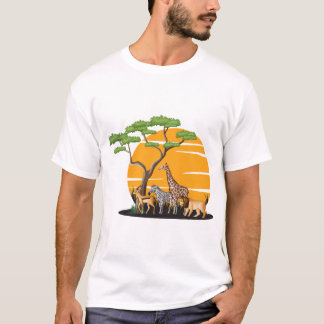 Silhouet van wilde dieren boom natuur kunst t-shirt