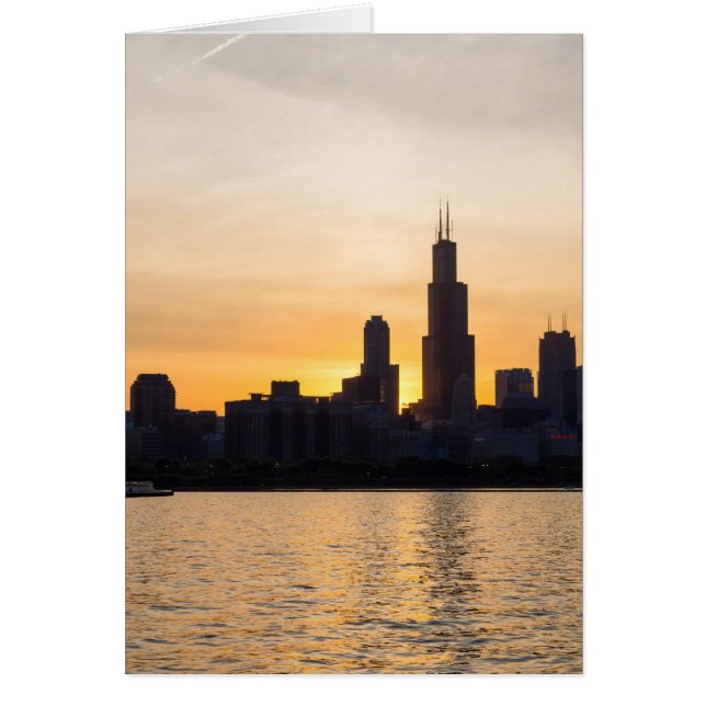 Silhouet van Willis Tower bij zonsondergang (Voorkant)