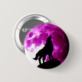 Silhouet van Wolf Howling op Maan Ronde Button 5,7 Cm (Voorkant /achterkant)