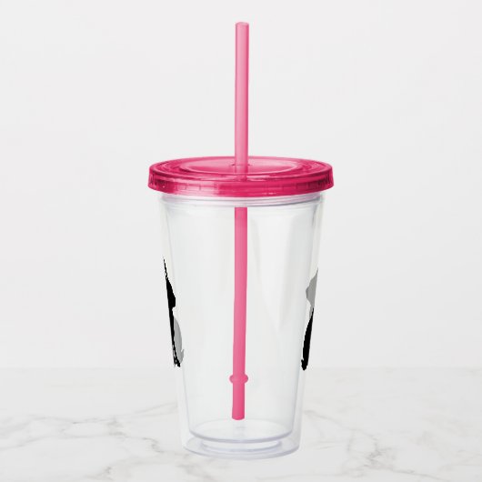 Silhouet van Zwart Zittend Konijn Side Profile Acryl Drinkbeker (Rechts)