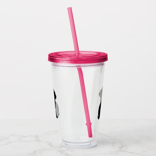 Silhouet van Zwart Zittend Konijn Side Profile Acryl Drinkbeker (Links)