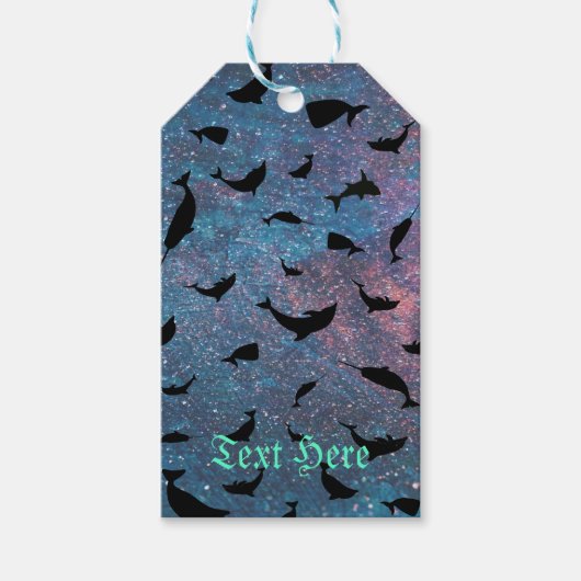 silhouet vis haai walvis gradiënt melkweg ruimte cadeaulabel (Voorkant)