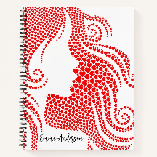 Silhouet voor vrouwen in Red Hearts | Bon Voyage Notitieboek (Voorkant)