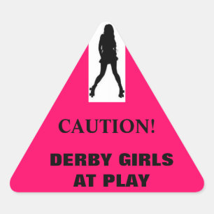 Silhouet, VOORZICHTIG!, DERBY MEISJES BIJ SPELEN Sticker