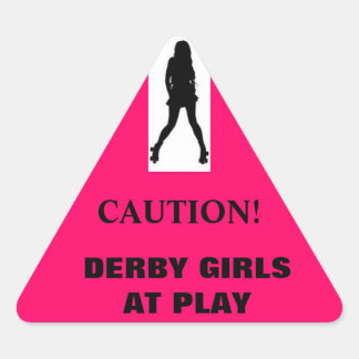 Silhouet, VOORZICHTIG!, DERBY MEISJES BIJ SPELEN Sticker